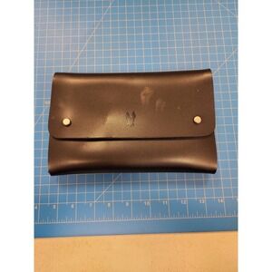 Temple Spa Black‎ Leather Clutch Bag Womens Evening Party Purse Handbag